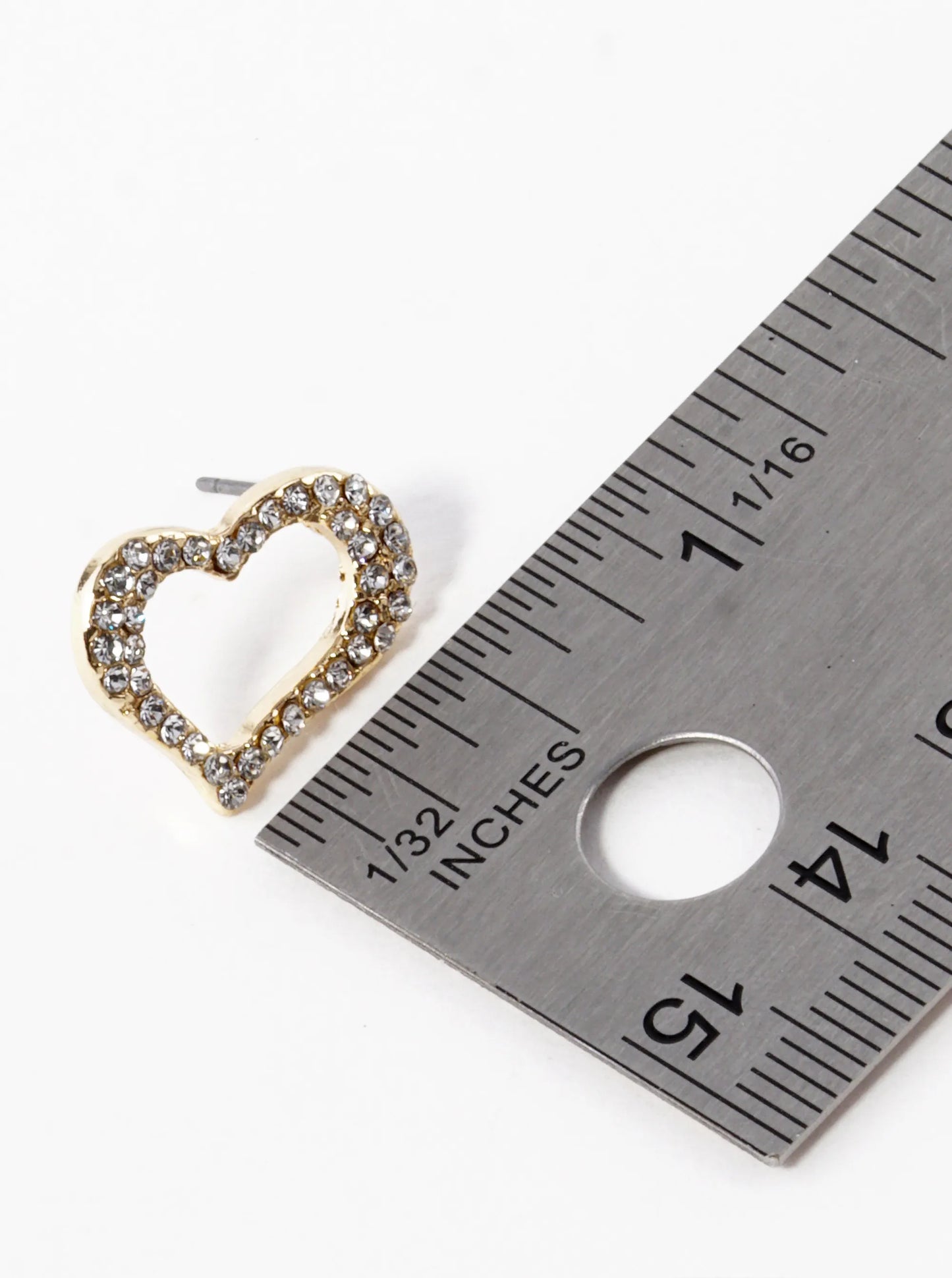 Crystal Pave 17mm Heart Stud Earrings