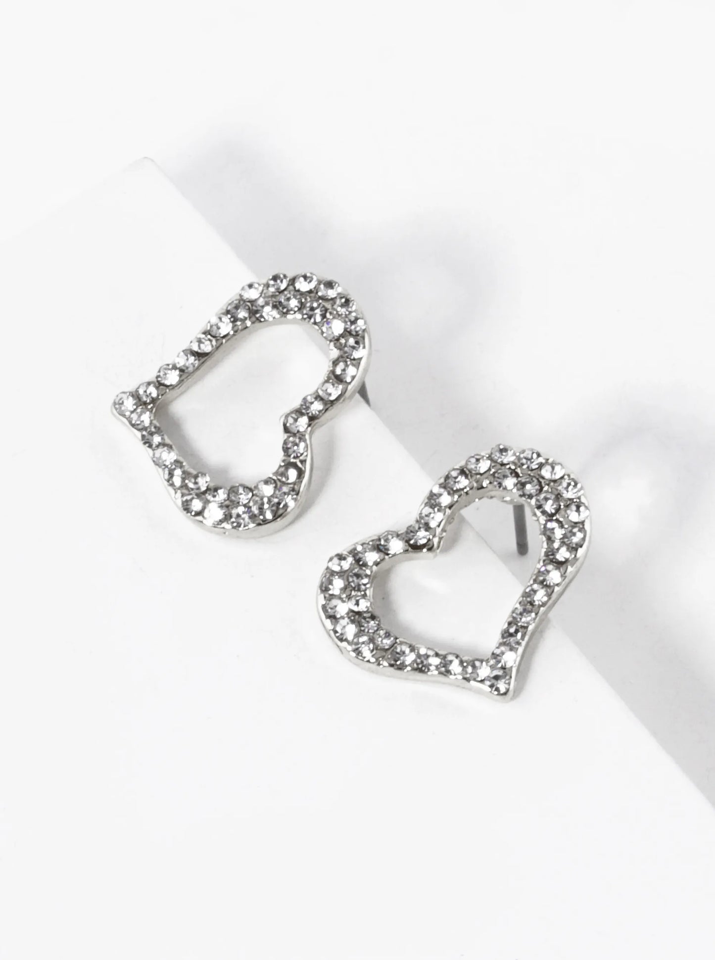 Crystal Pave 17mm Heart Stud Earrings