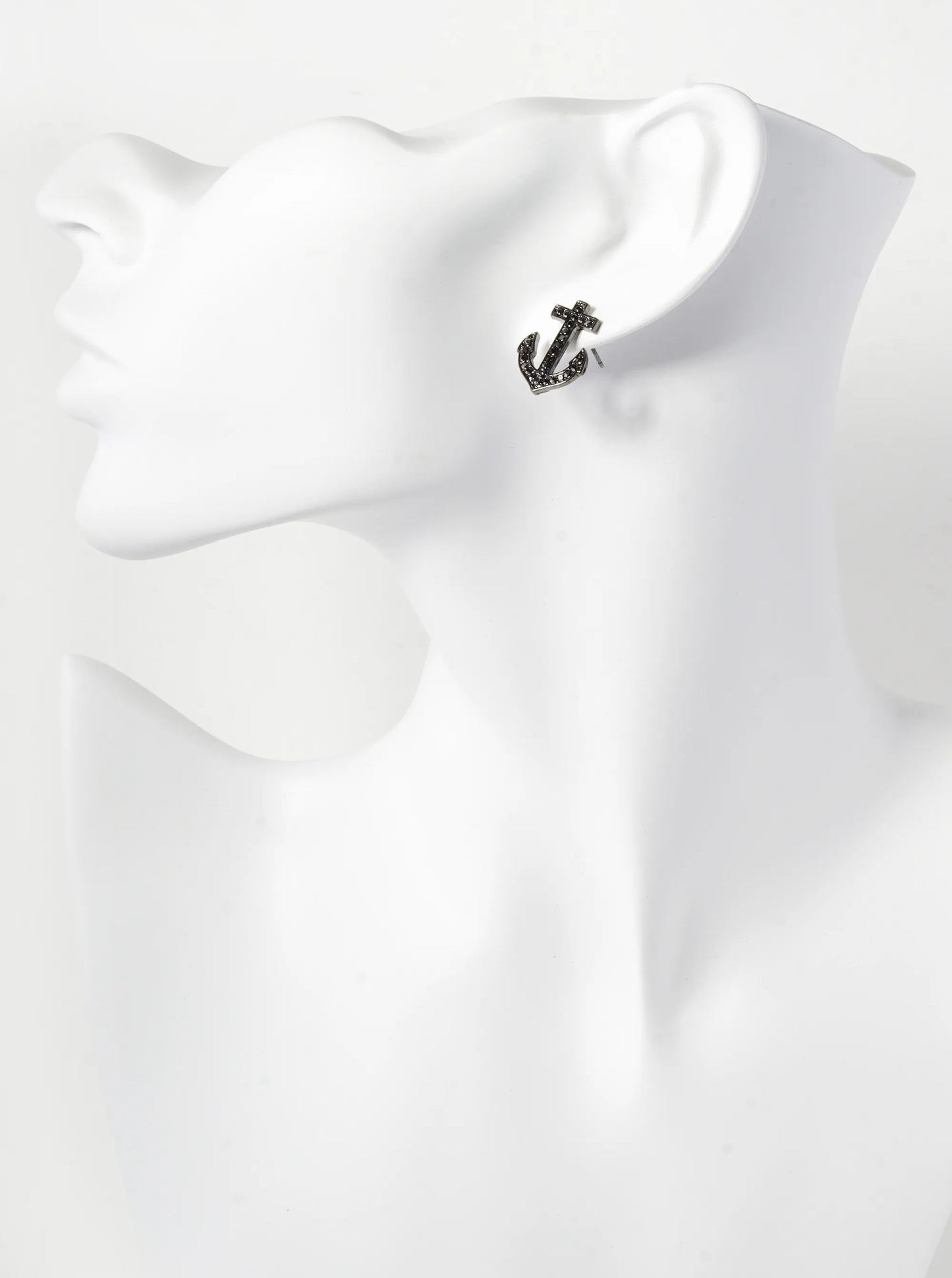 Crystal Pave 18mm Anchor Stud Earrings