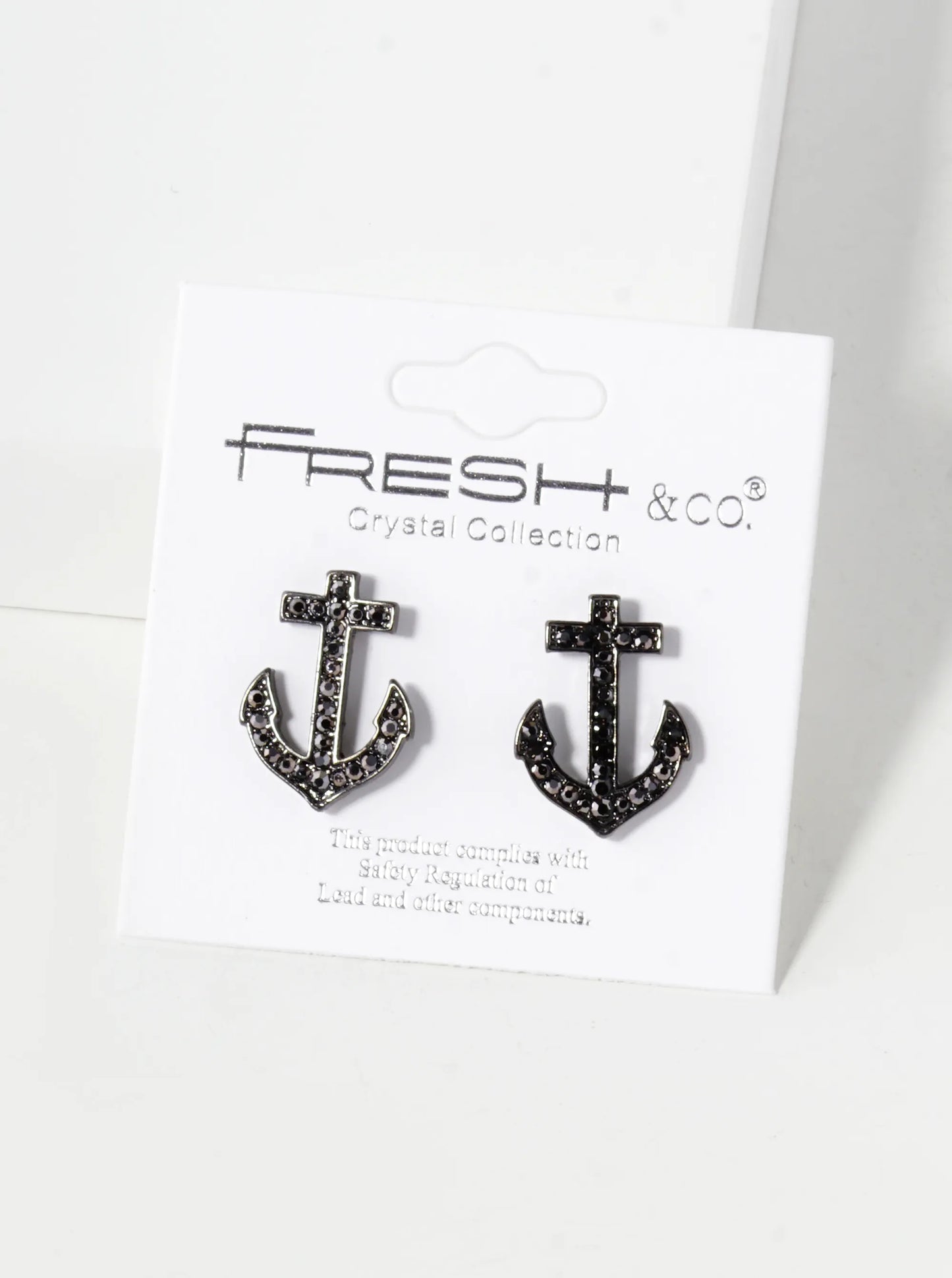 Crystal Pave 18mm Anchor Stud Earrings