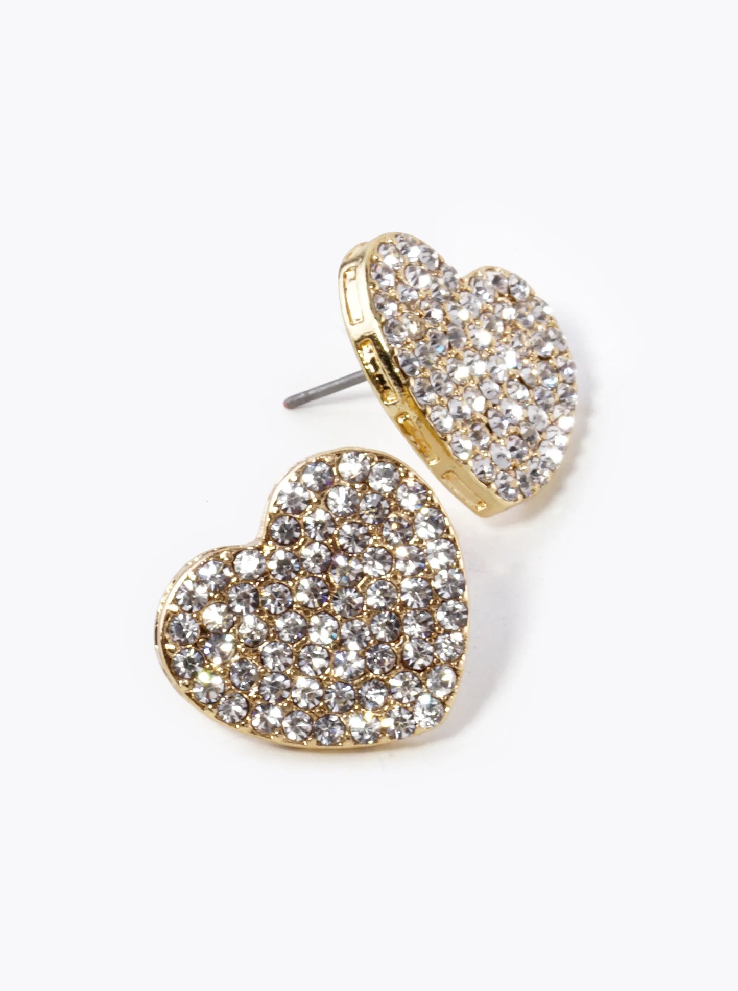 Crystal Pave 18mm Heart Stud Earrings