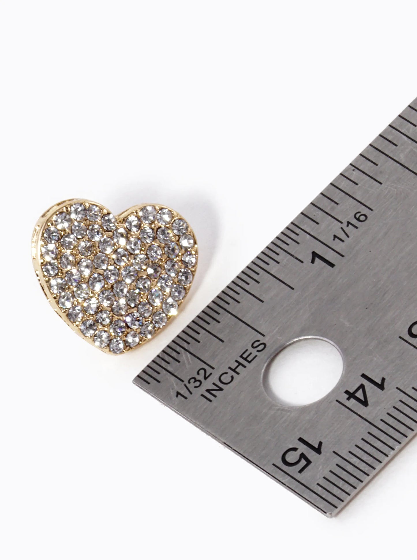 Crystal Pave 18mm Heart Stud Earrings