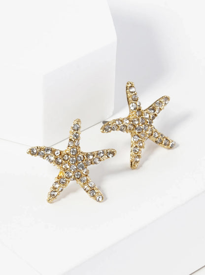 Crystal Pave 18mm Starfish Stud Earrings