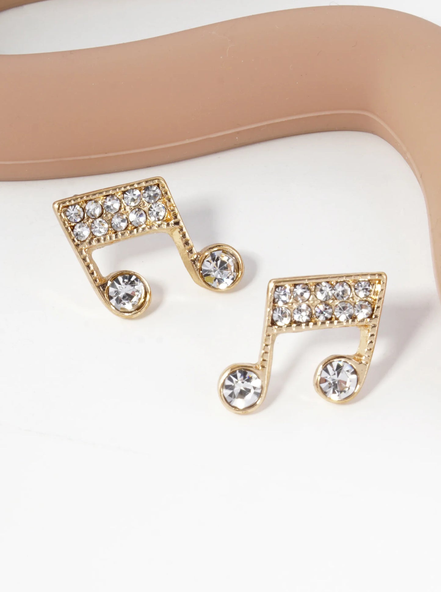 Crystal Pave 19mm Musical Note Stud Earrings