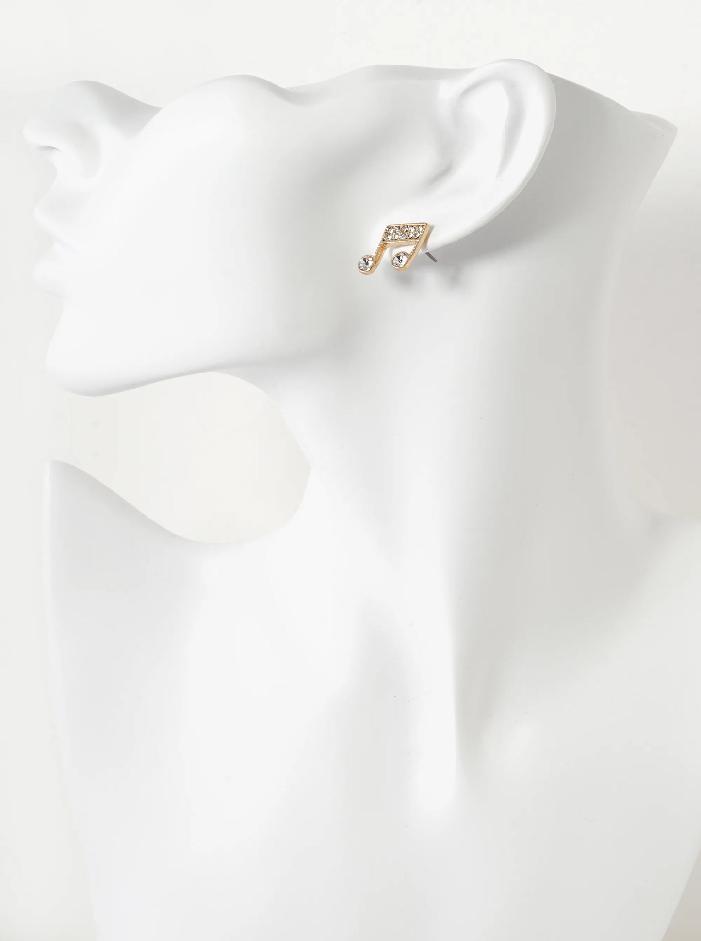 Crystal Pave 19mm Musical Note Stud Earrings