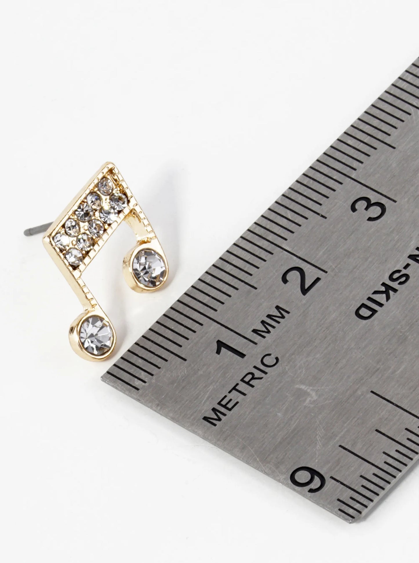 Crystal Pave 19mm Musical Note Stud Earrings