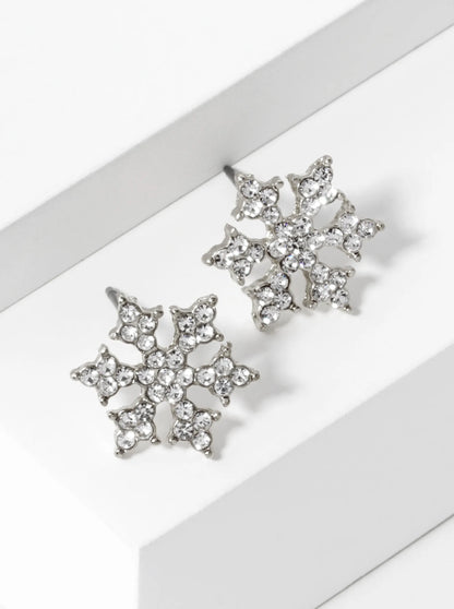 Crystal Pave 19mm Snowflake Stud Earrings