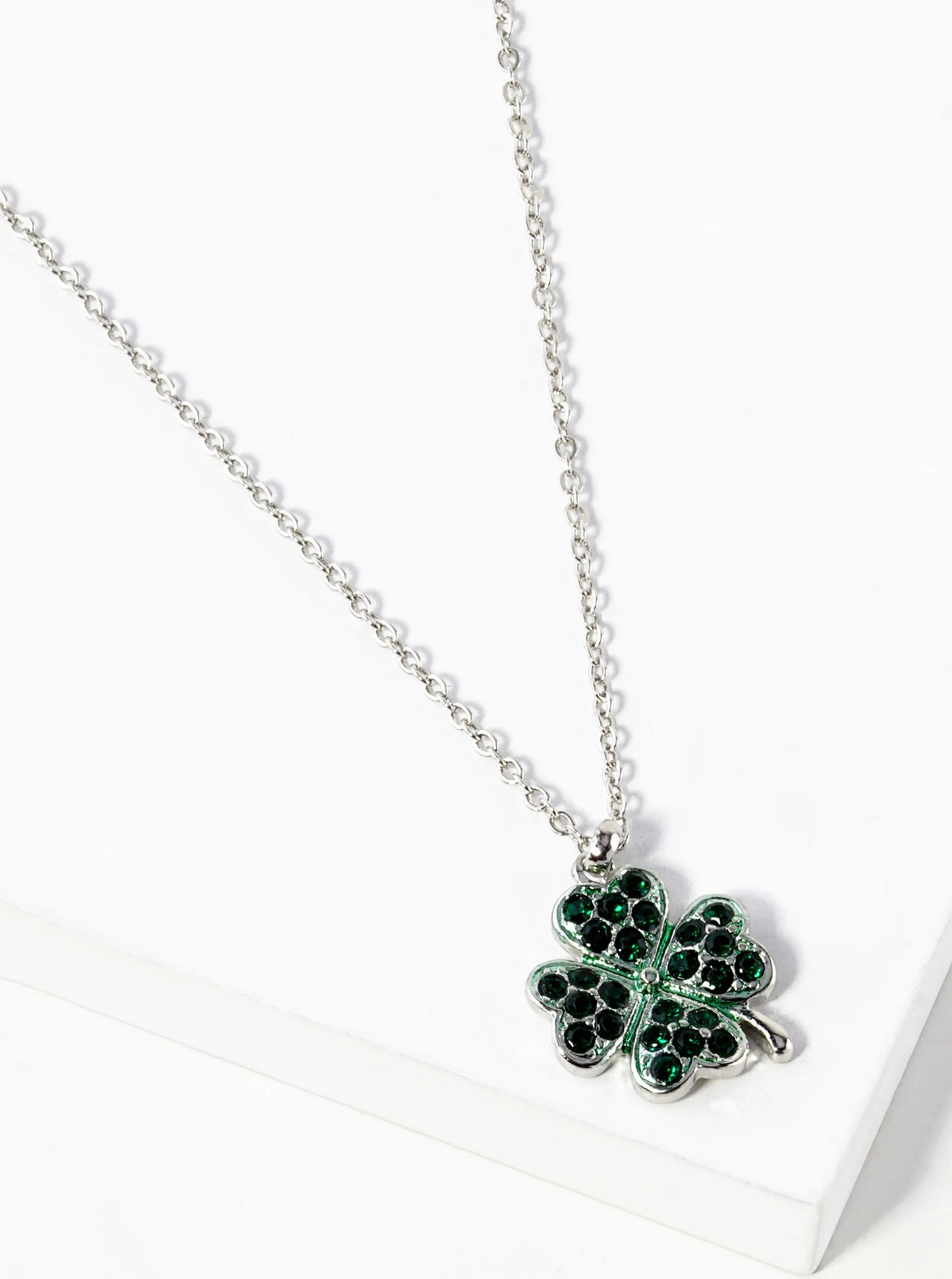 Crystal Pave 20mm Four-Leaf Clover Pendant Necklace