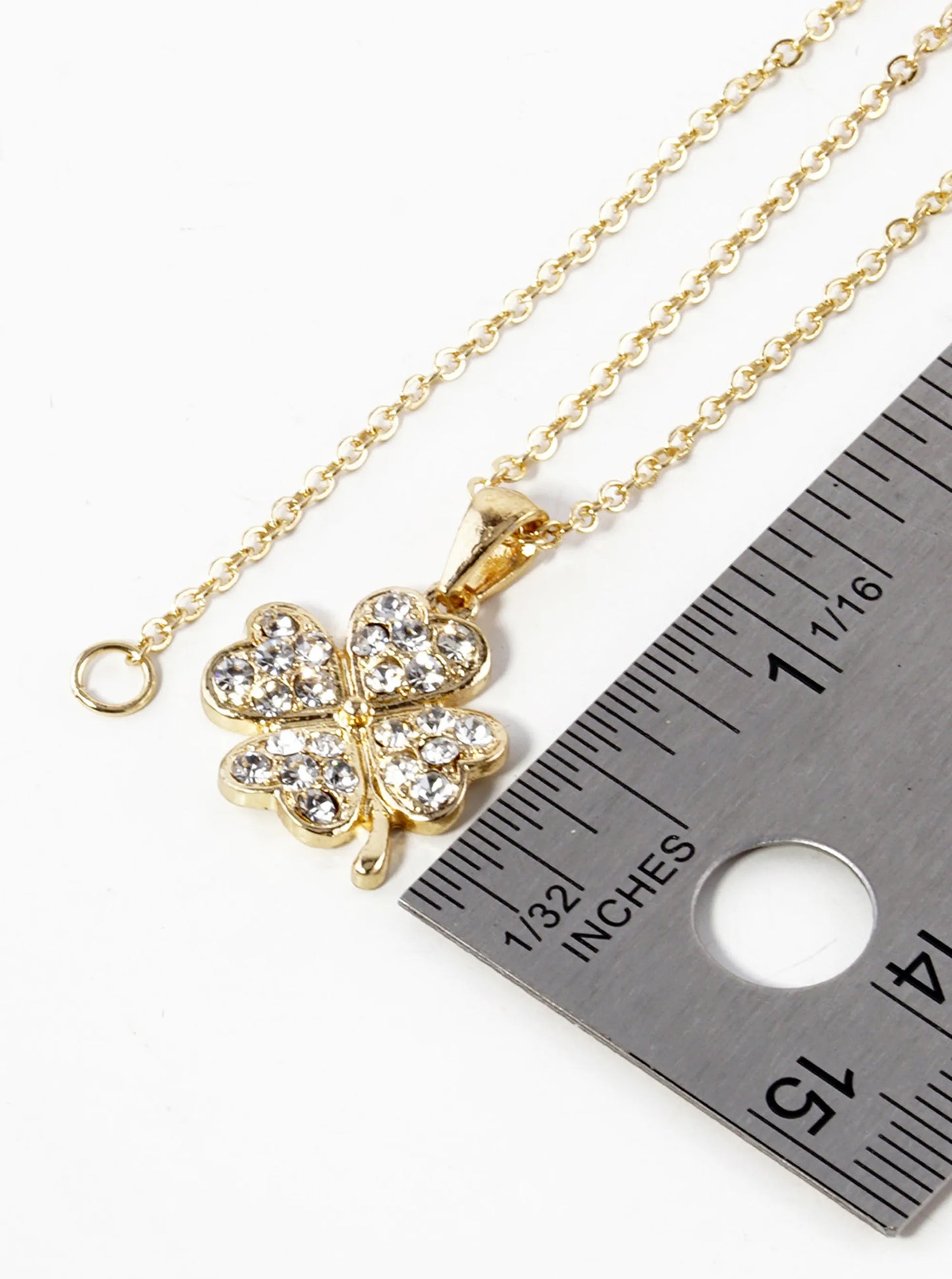 Crystal Pave 20mm Four-Leaf Clover Pendant Necklace