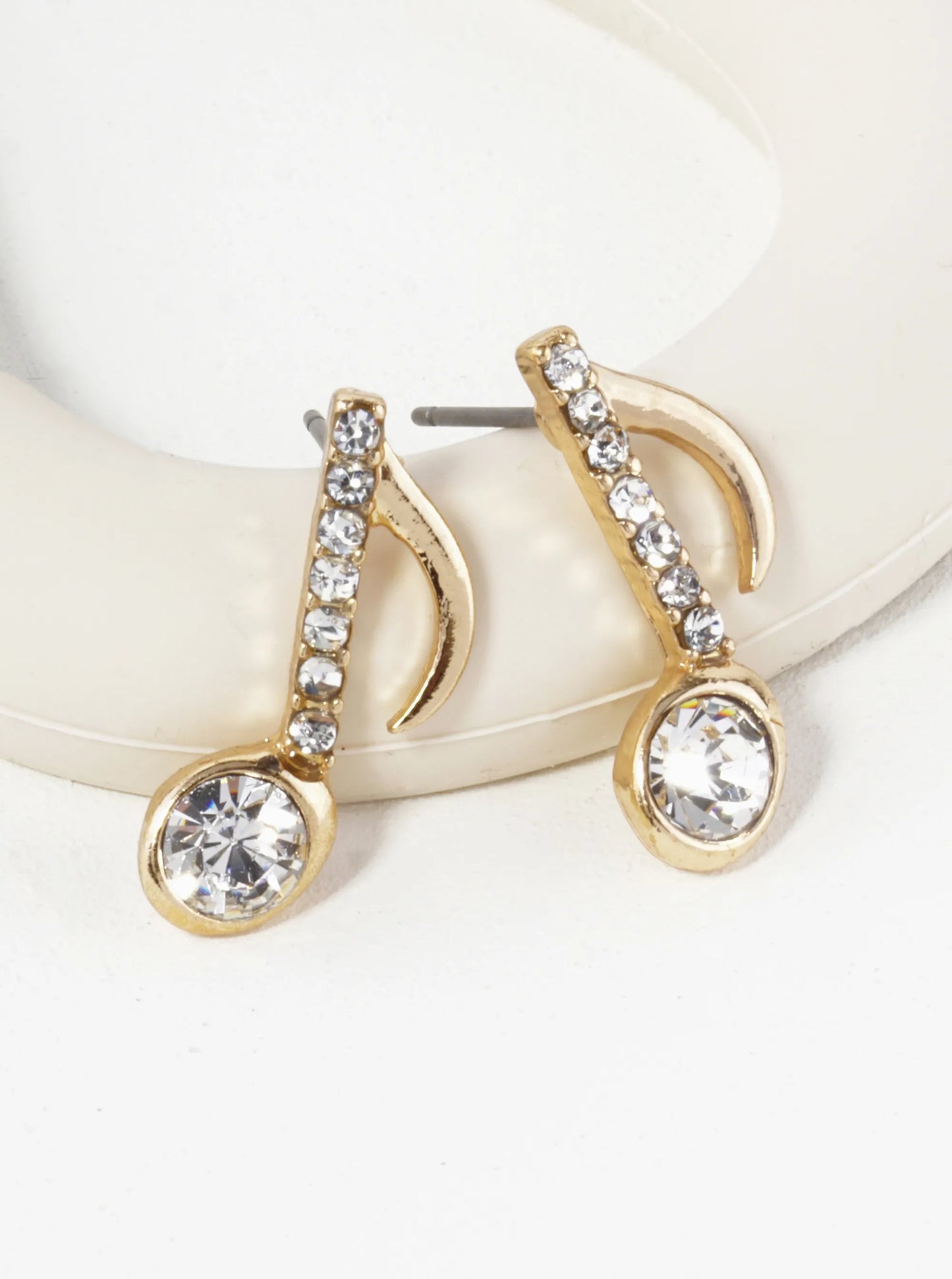 Crystal Pave 20mm Musical Note Stud Earrings
