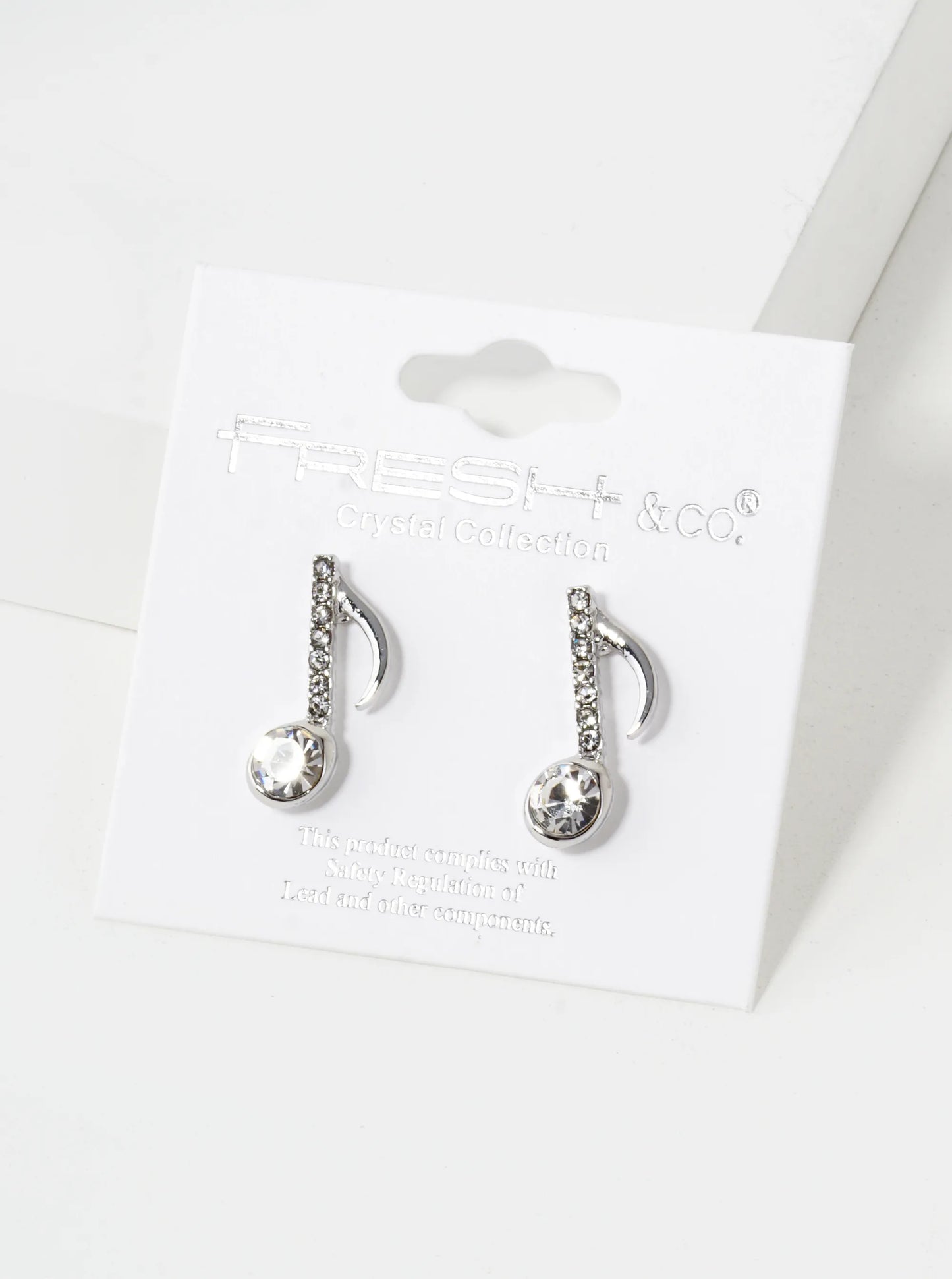 Crystal Pave 20mm Musical Note Stud Earrings