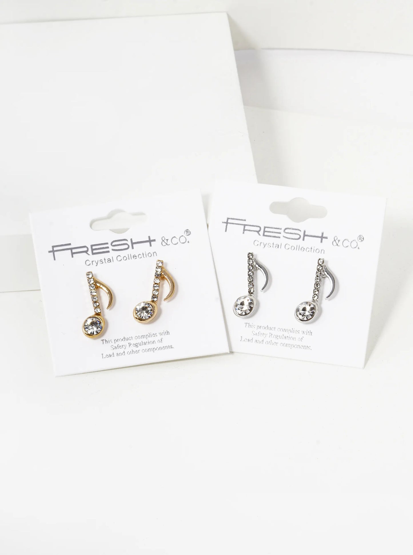 Crystal Pave 20mm Musical Note Stud Earrings
