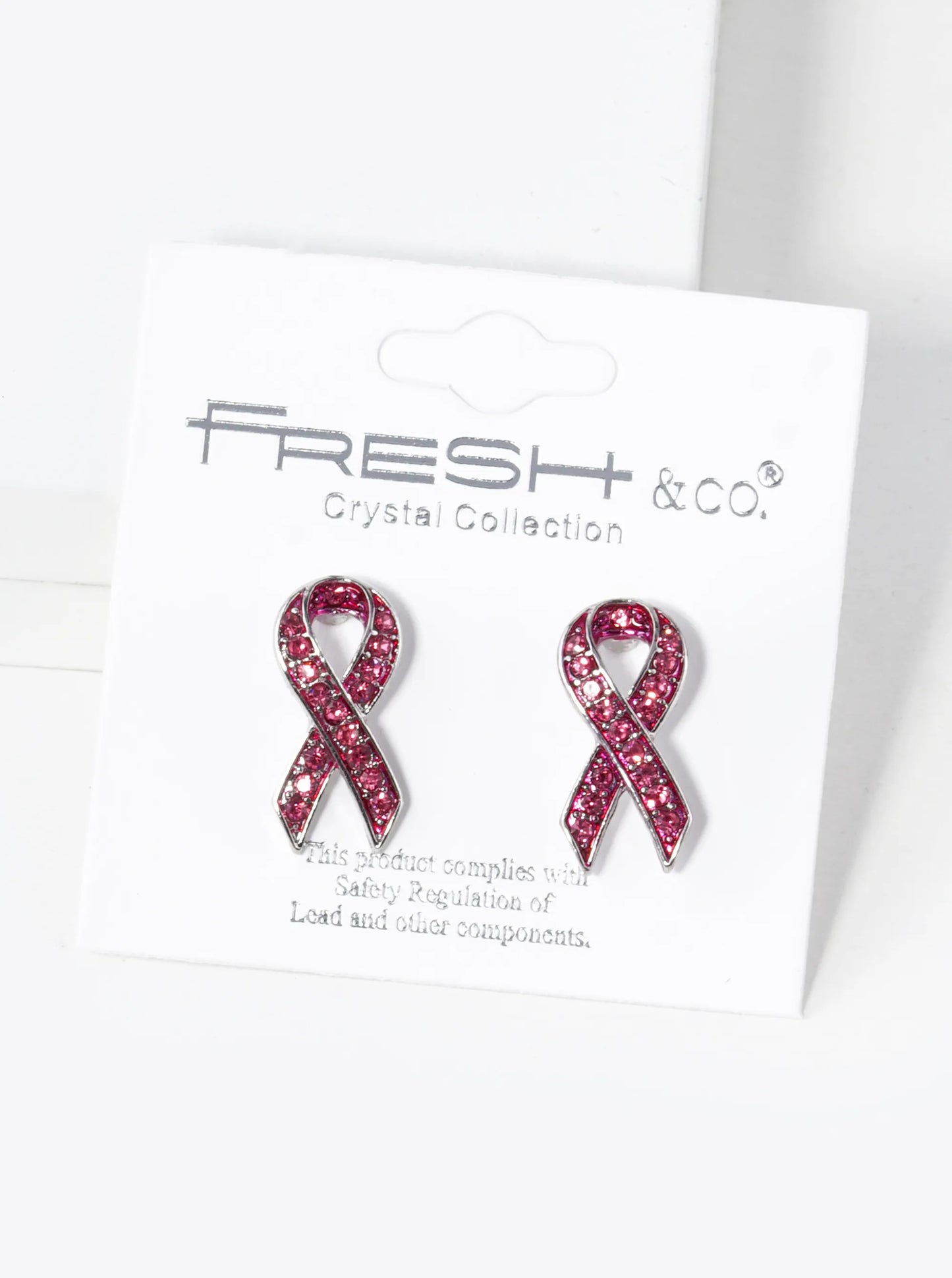 Crystal Pave 20mm Pink Ribbon Stud Earrings