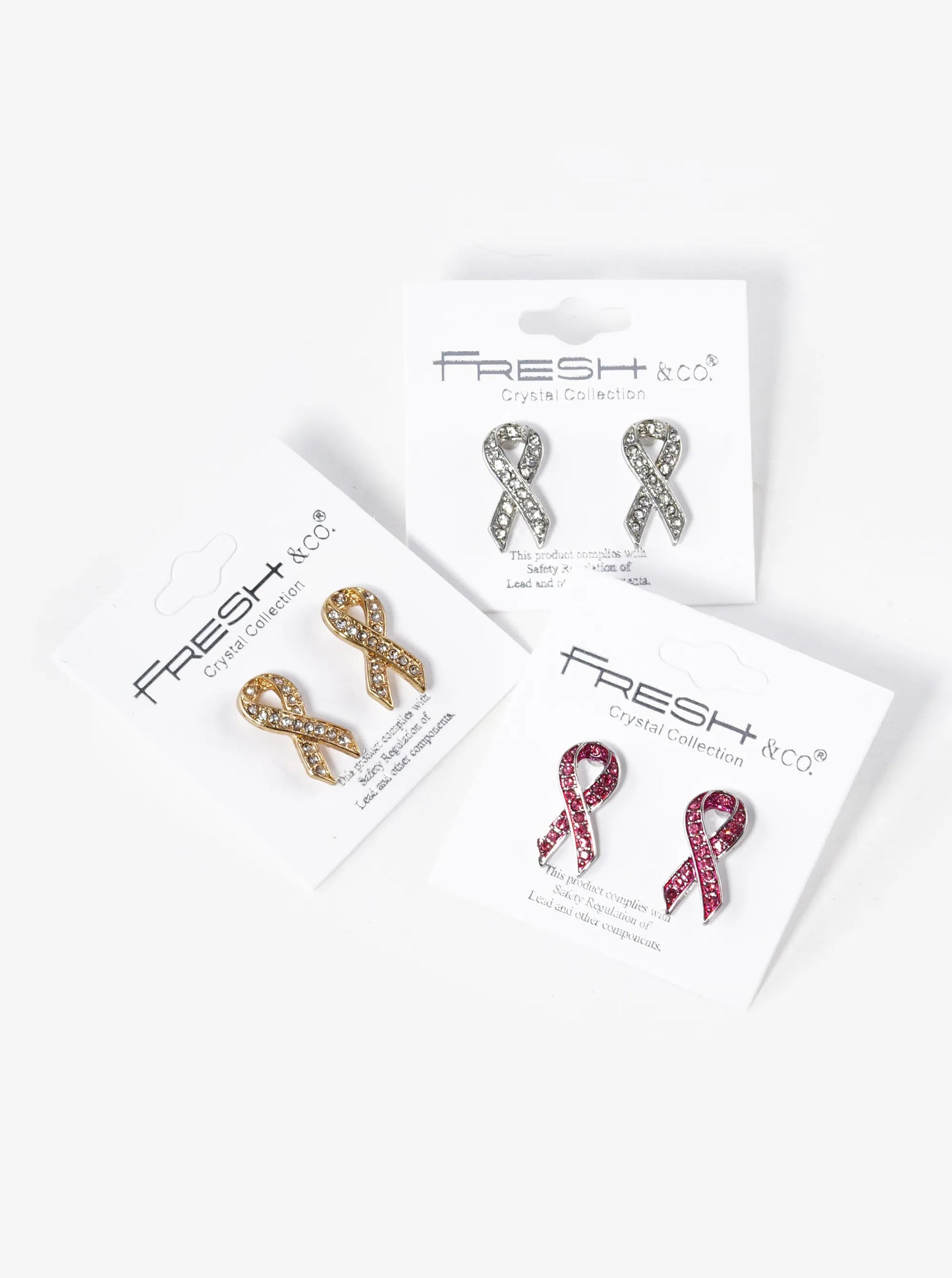Crystal Pave 20mm Pink Ribbon Stud Earrings