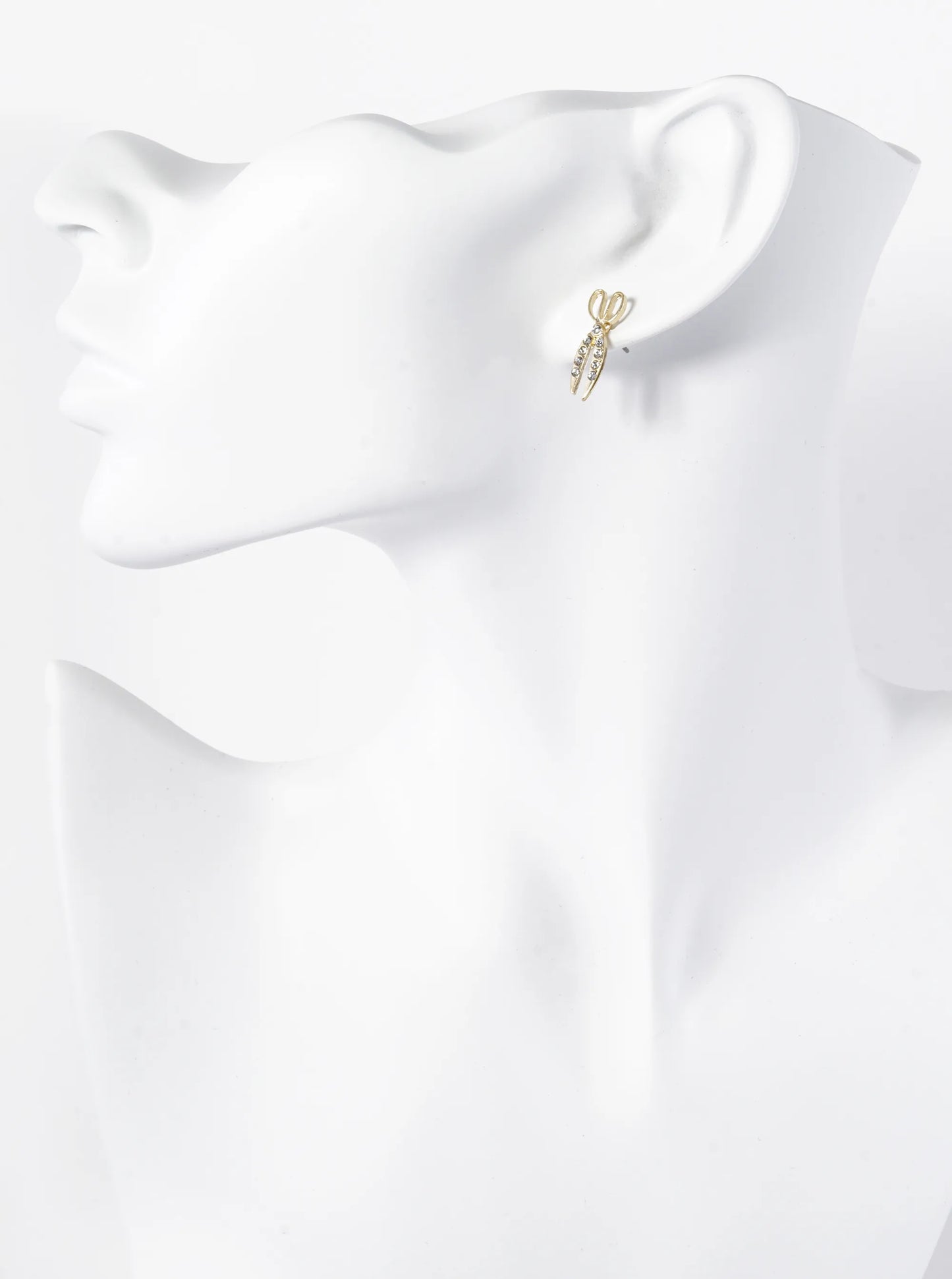 Crystal Pave 20mm Two Pairs Of Scissors Stud Earrings