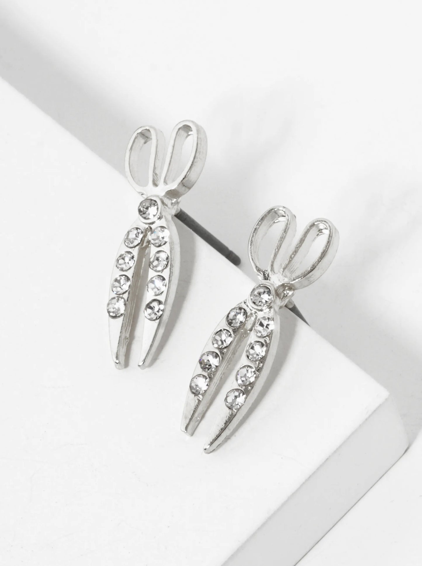 Crystal Pave 20mm Two Pairs Of Scissors Stud Earrings