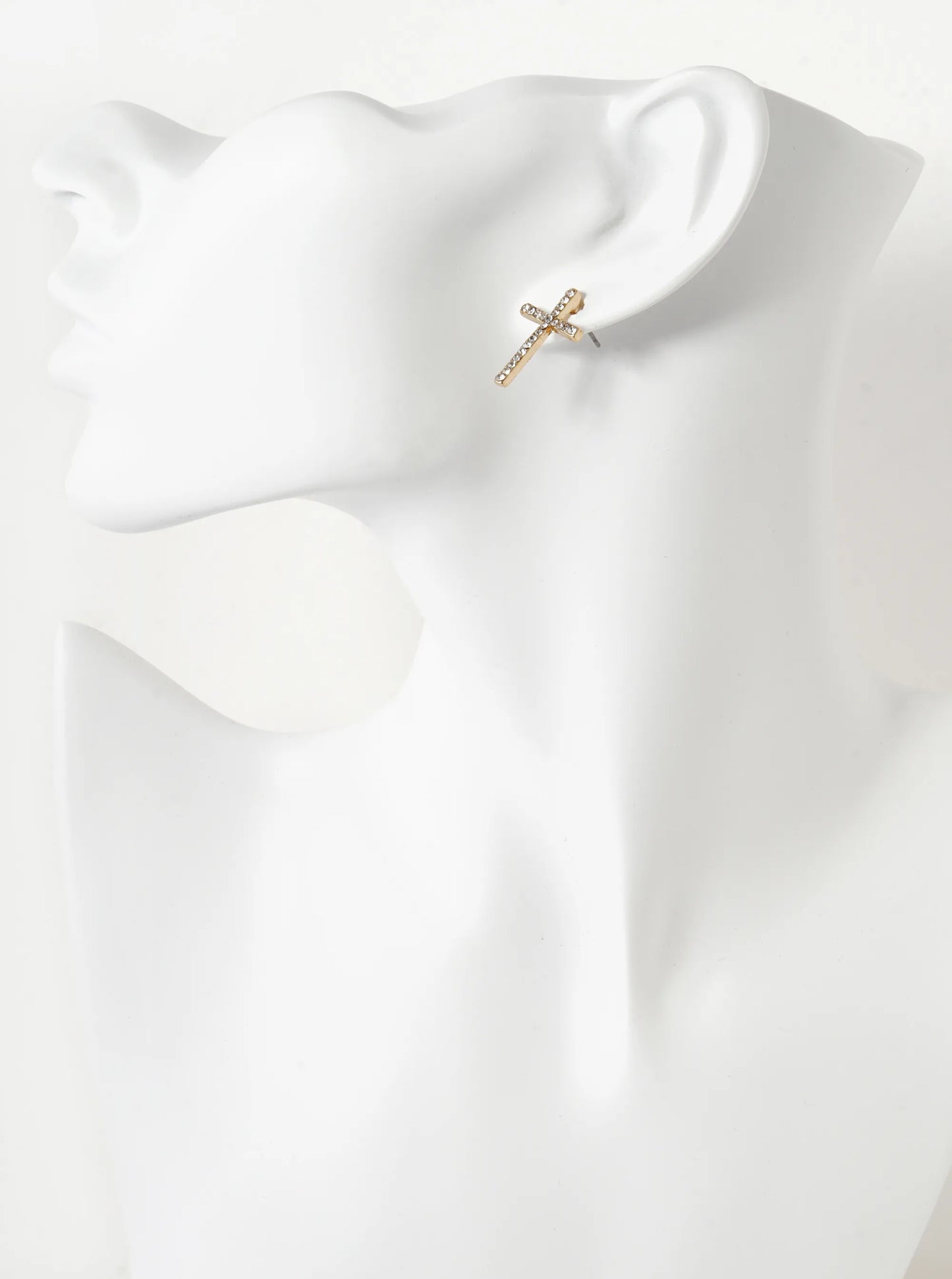 Crystal Pave 21mm Cross Stud Earrings