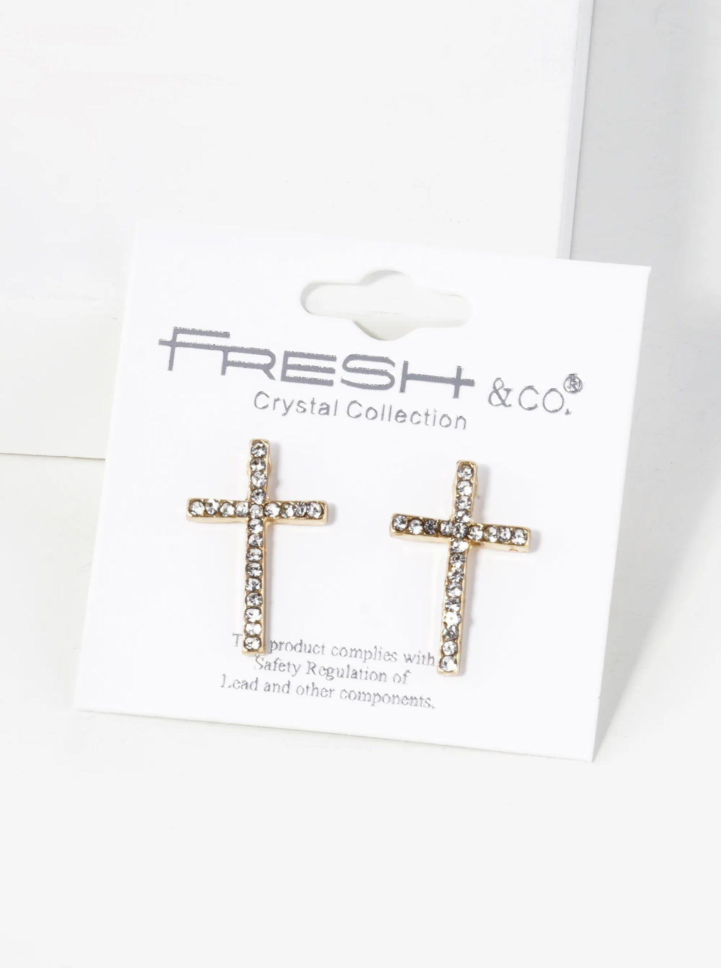 Crystal Pave 21mm Cross Stud Earrings