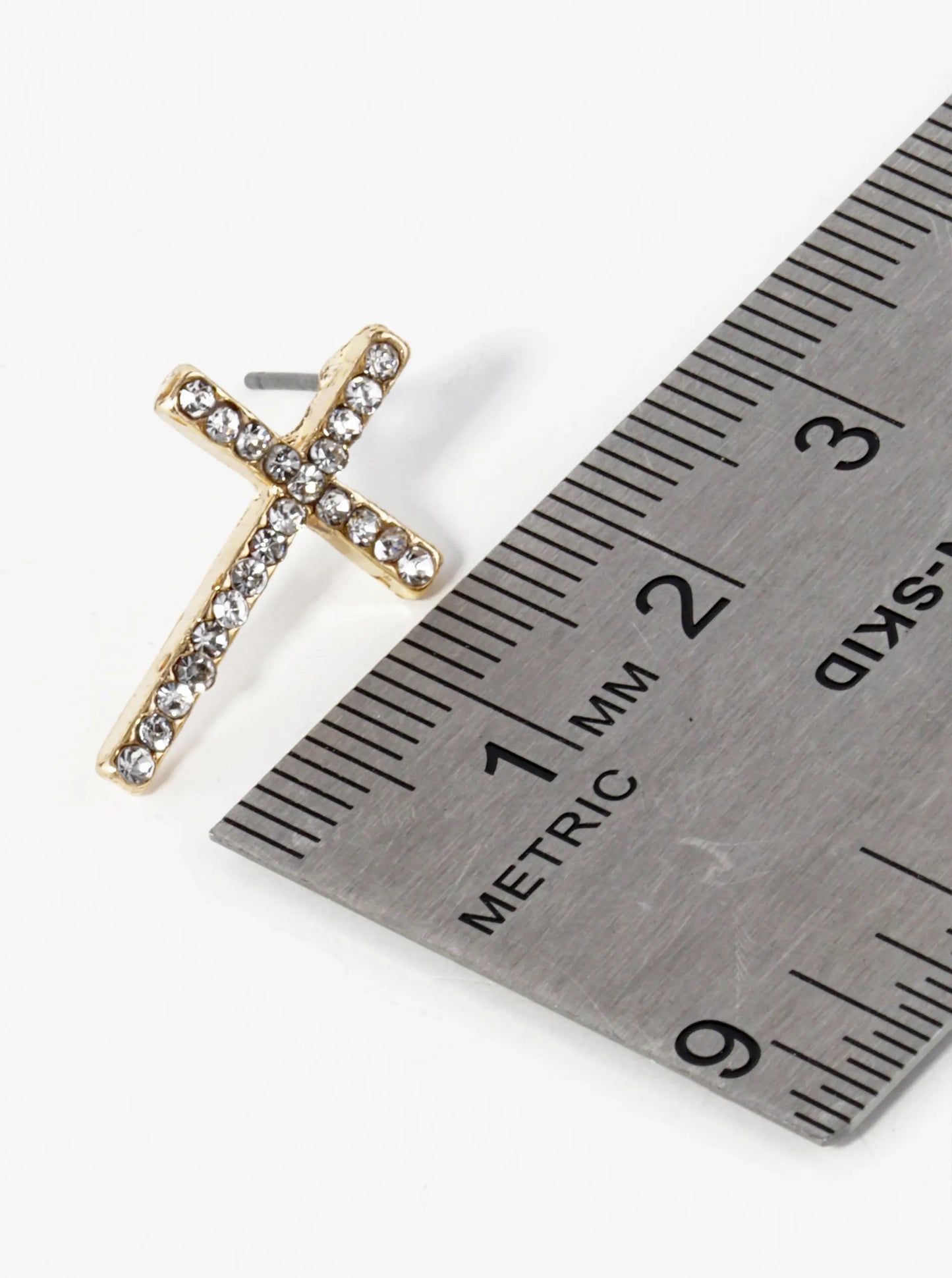 Crystal Pave 21mm Cross Stud Earrings