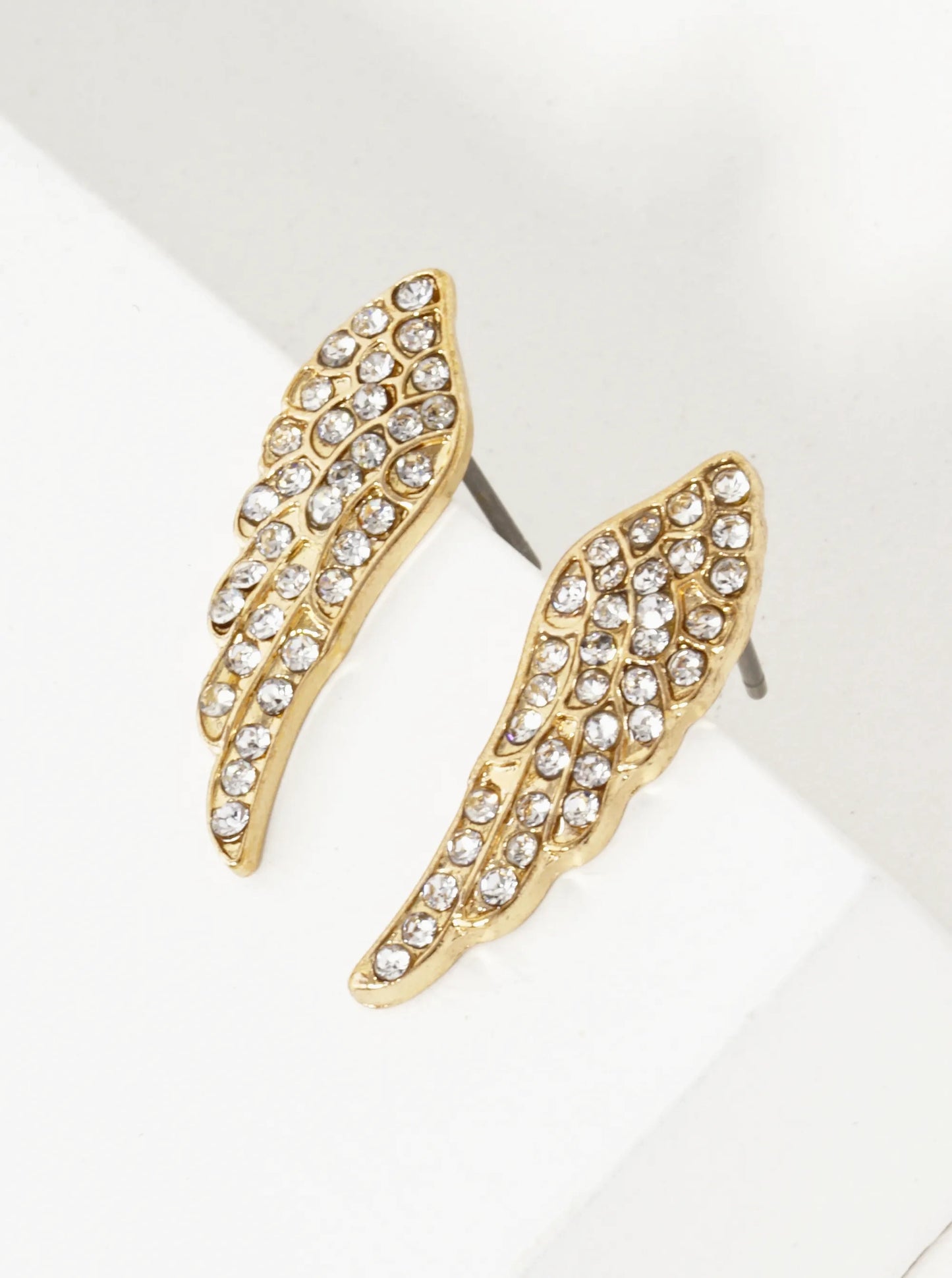Crystal Pave 22mm Angel Wings Stud Earrings
