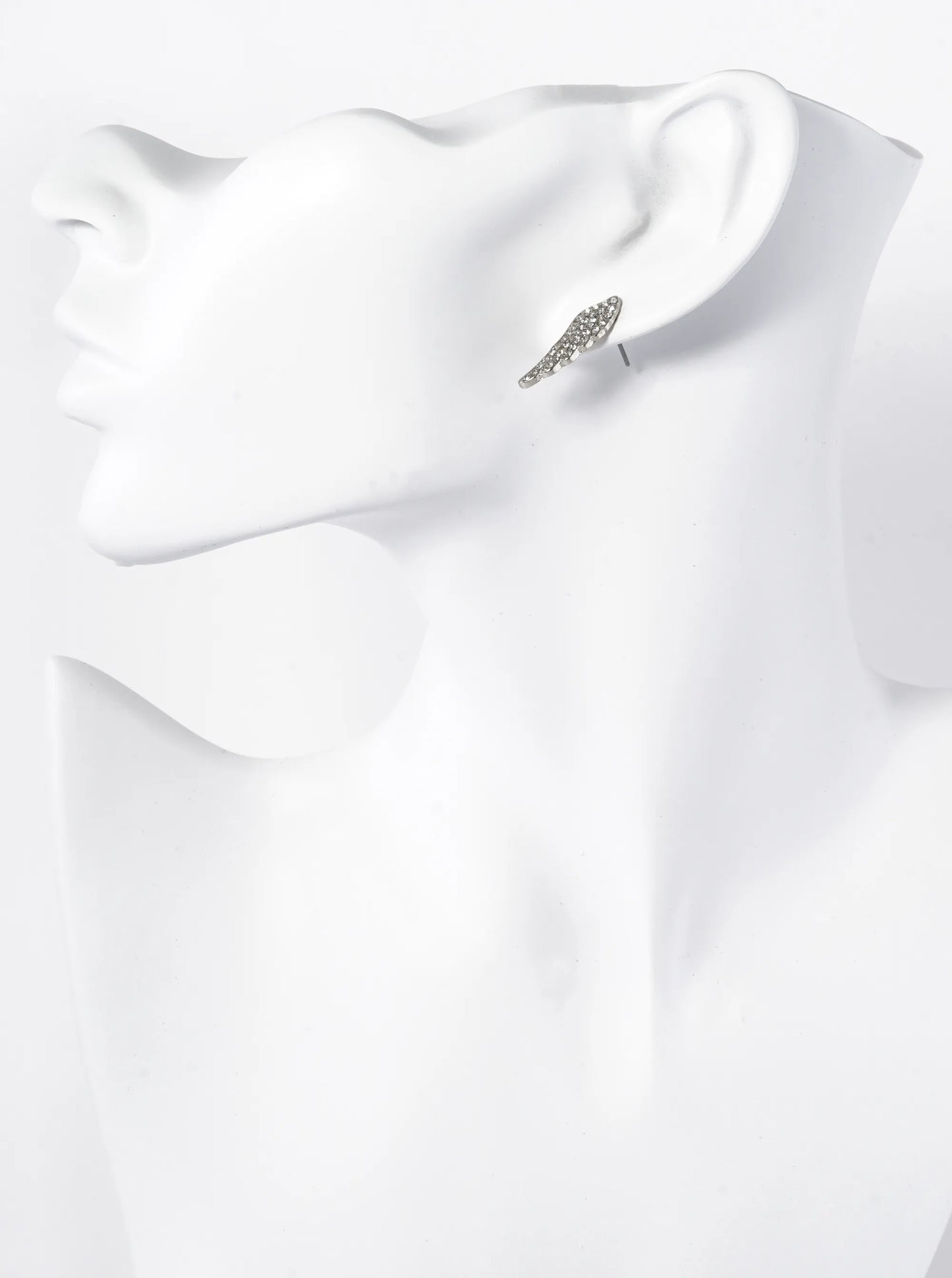 Crystal Pave 22mm Angel Wings Stud Earrings