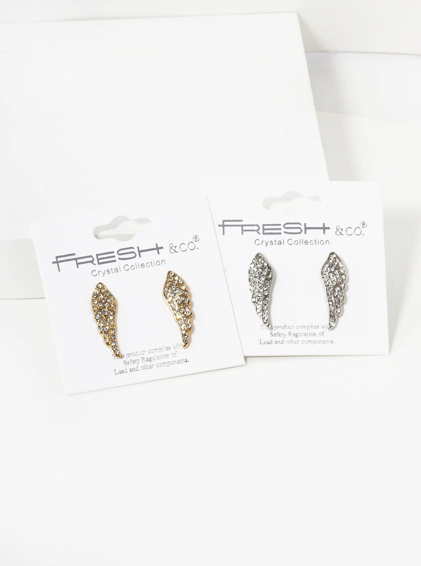 Crystal Pave 22mm Angel Wings Stud Earrings