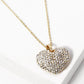 Crystal Pave 23mm Puffy Heart Pendant Necklace