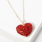 Crystal Pave 23mm Puffy Heart Pendant Necklace