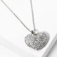 Crystal Pave 23mm Puffy Heart Pendant Necklace