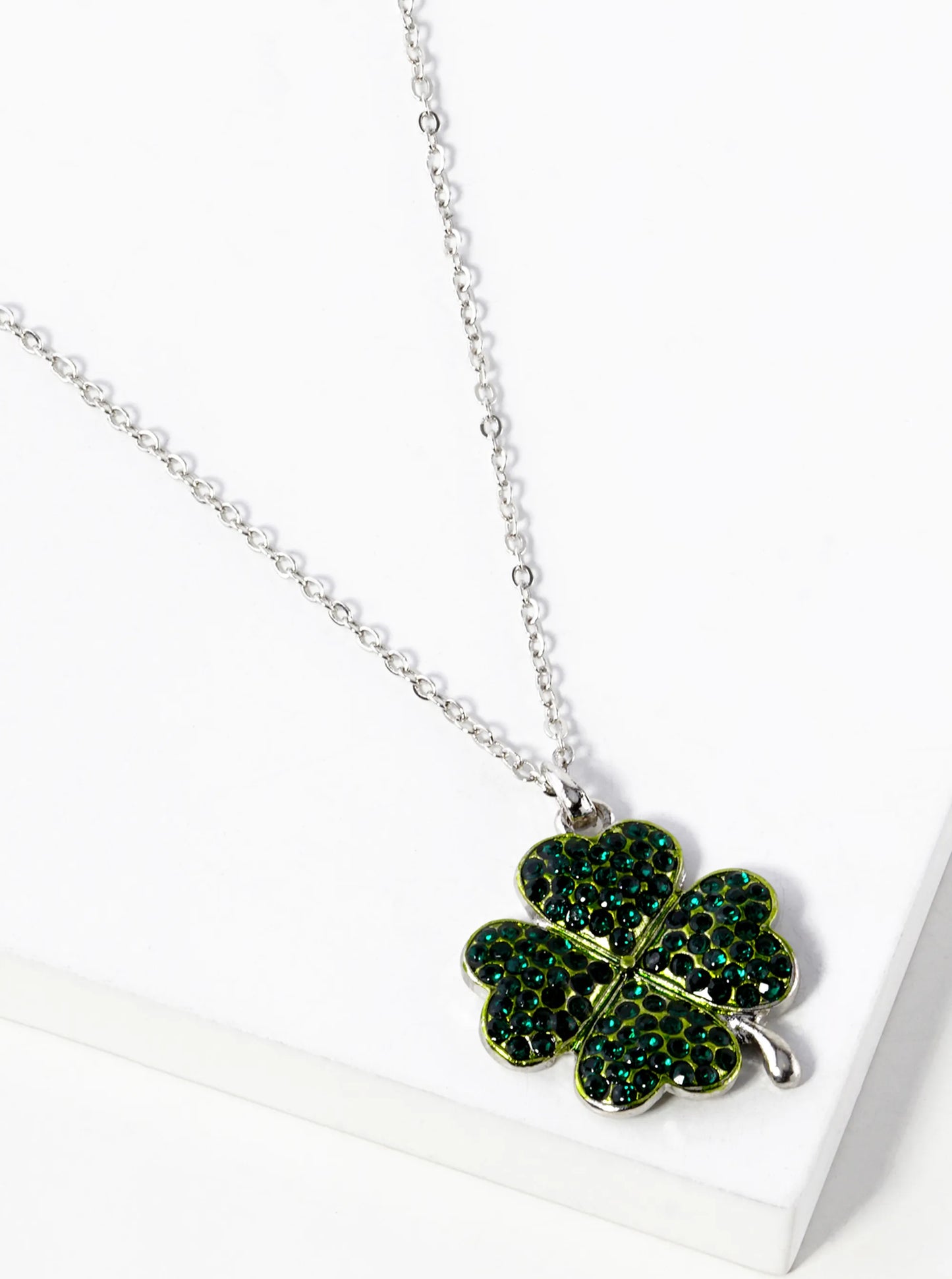 Crystal Pave 25mm Four-Leaf Clover Pendant Necklace