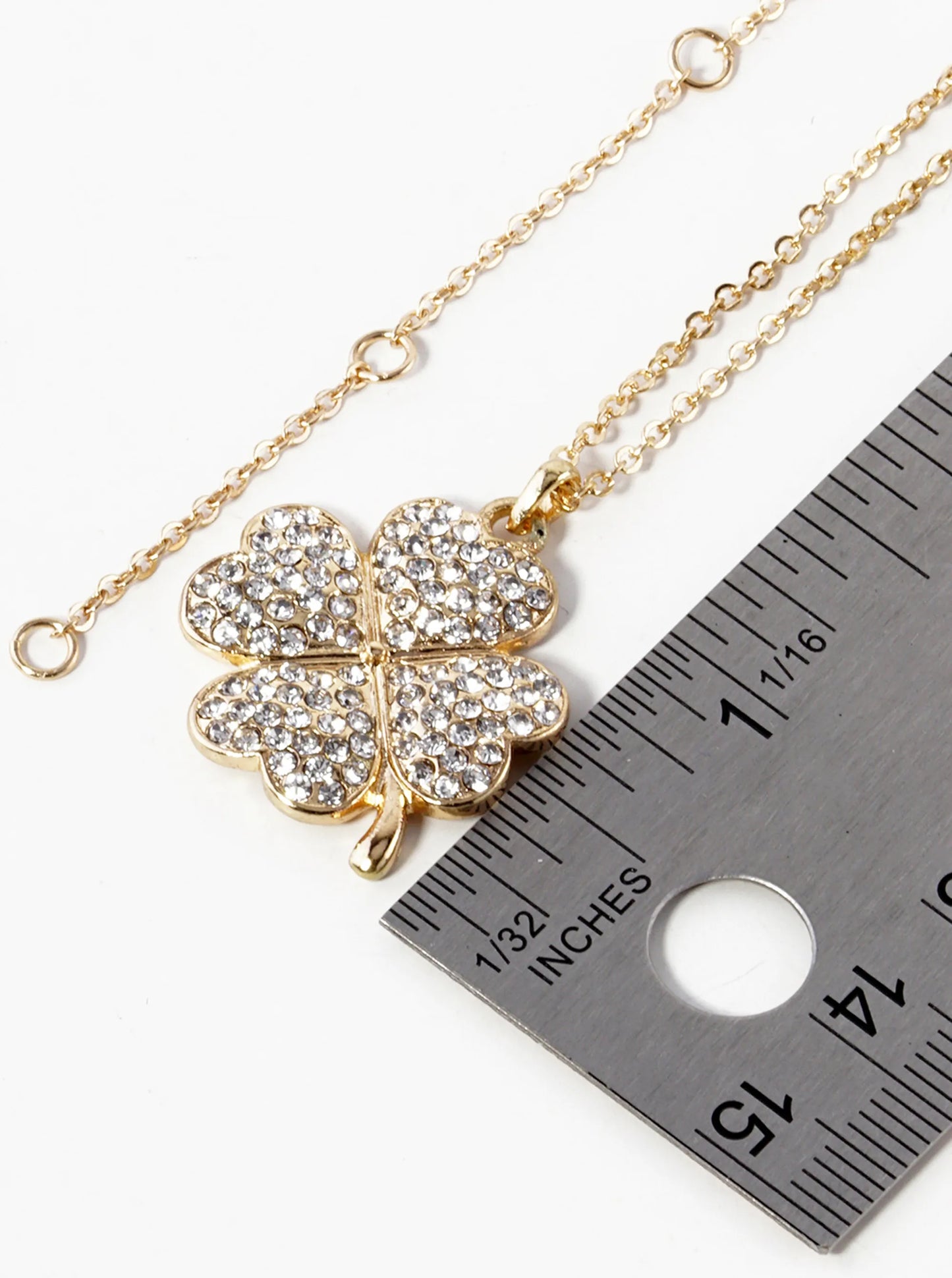 Crystal Pave 25mm Four-Leaf Clover Pendant Necklace