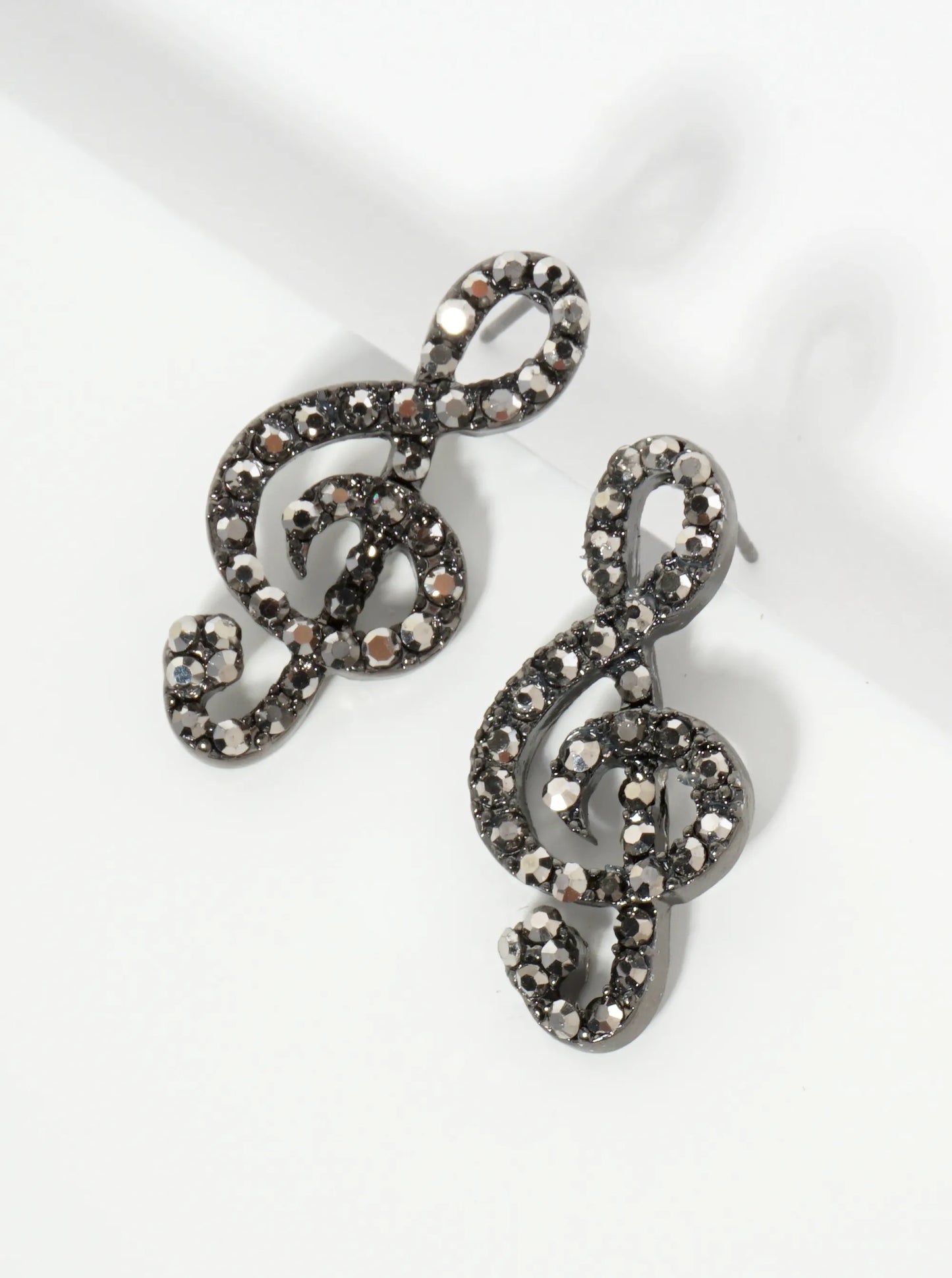 Crystal Pave 27mm Musical Note Stud Earrings