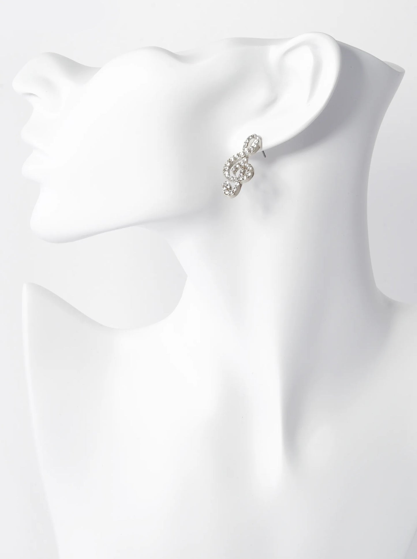 Crystal Pave 27mm Musical Note Stud Earrings