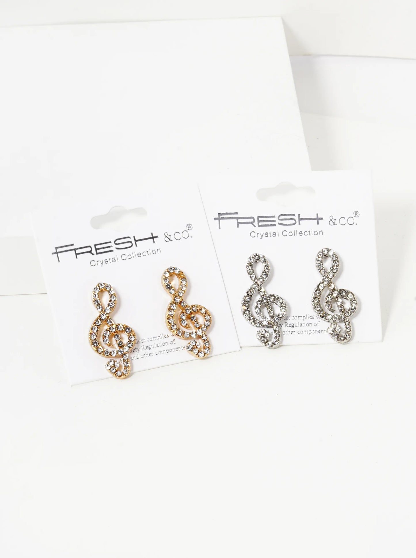 Crystal Pave 27mm Musical Note Stud Earrings