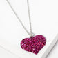 Crystal Pave 30mm Puffy Heart Pendant Necklace