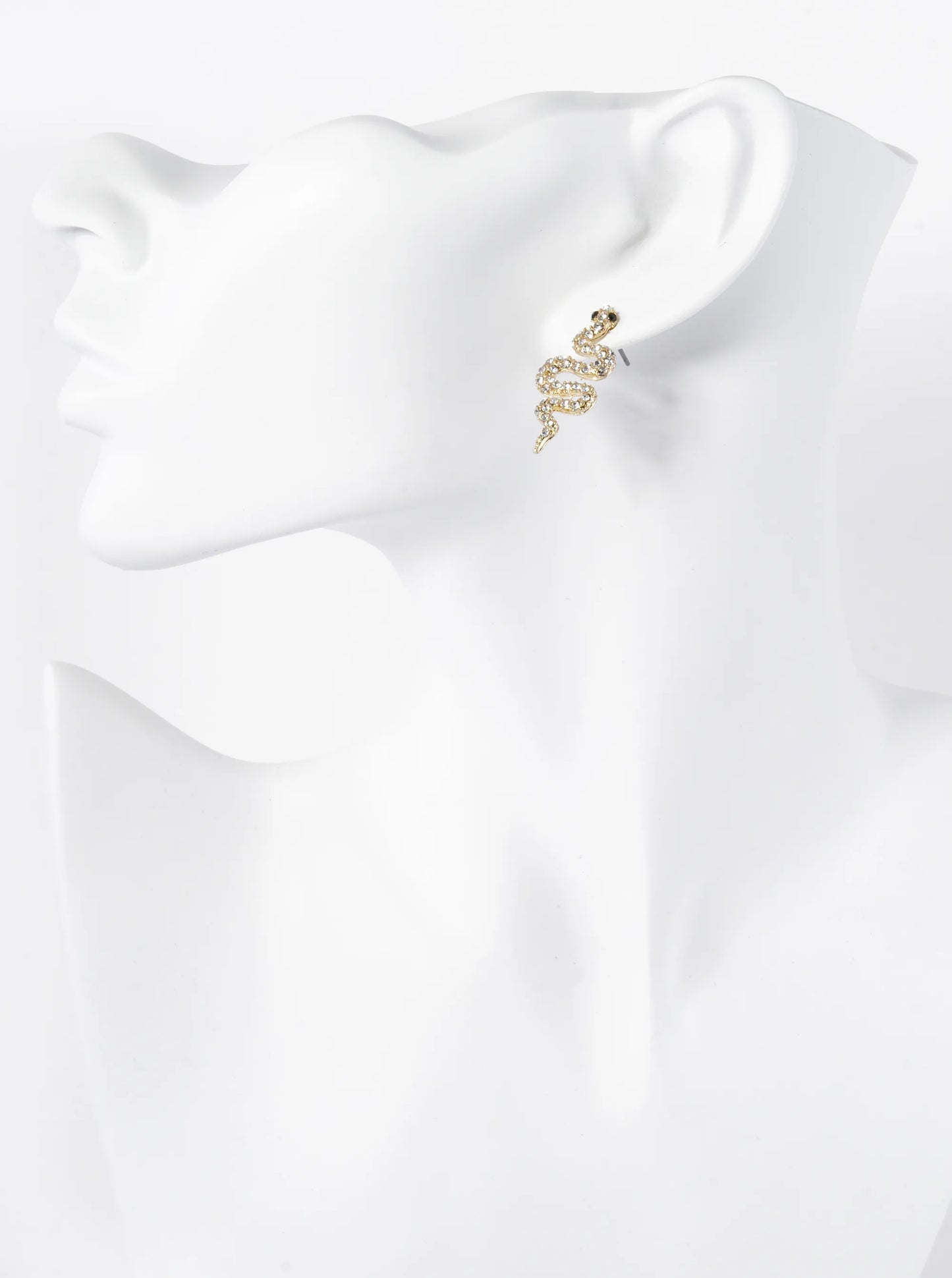 Crystal Pave 30mm Snake Stud Earrings