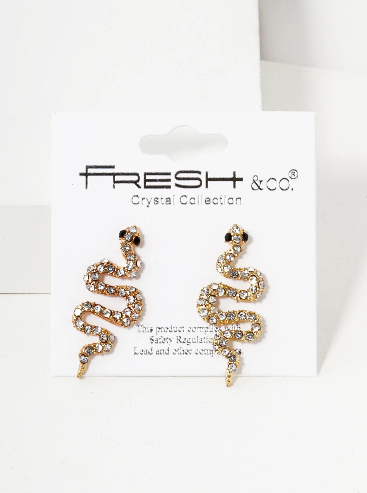 Crystal Pave 30mm Snake Stud Earrings