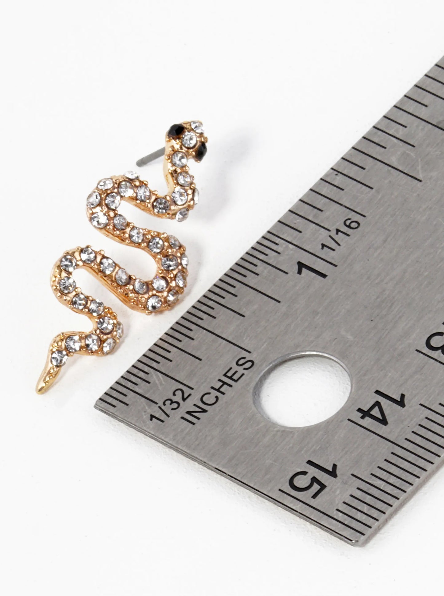 Crystal Pave 30mm Snake Stud Earrings