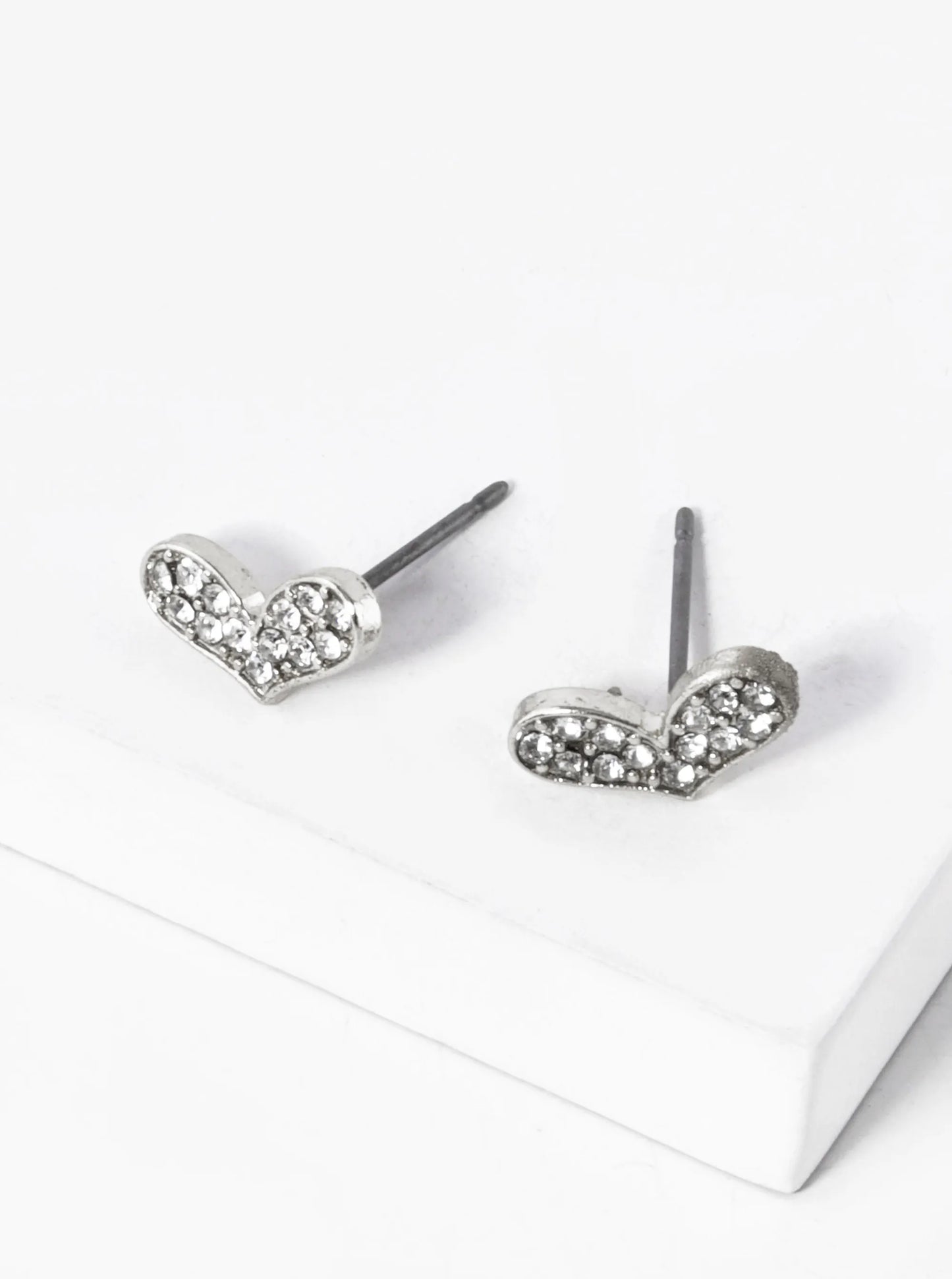 Crystal Pave 5mm Heart Stud Earrings