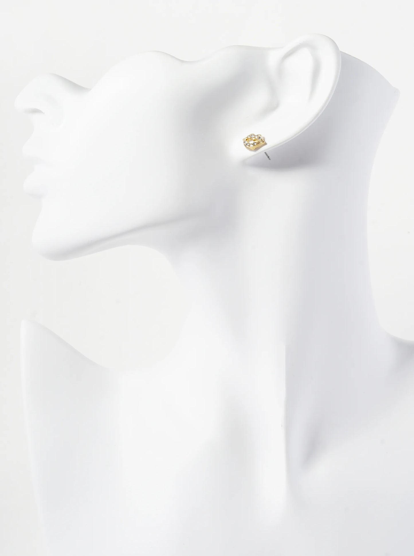 Crystal Pave 6mm Lips Post Stud Earrings