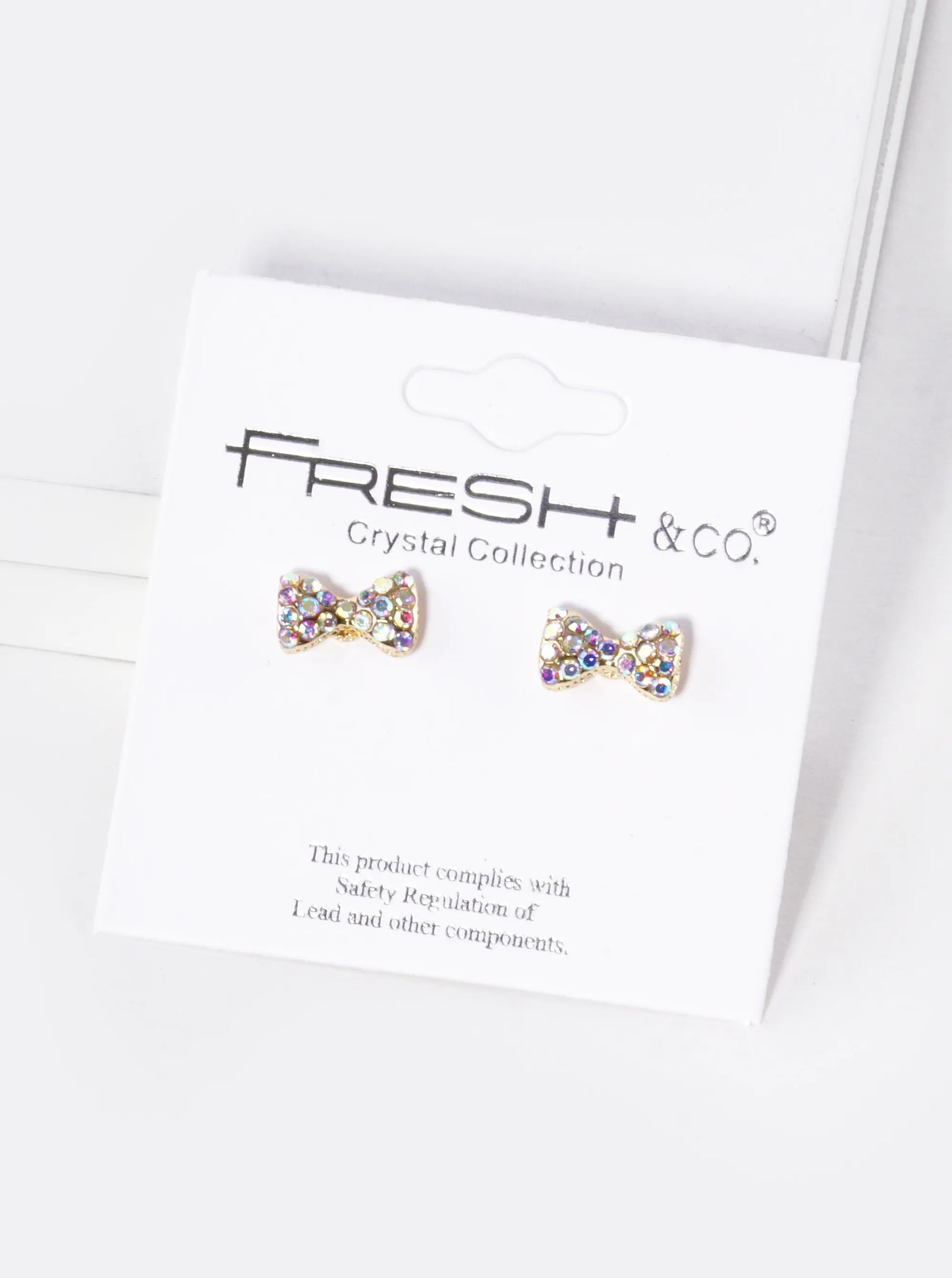 Crystal Pave 6mm Ribbon Bow Stud Earrings