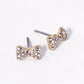 Crystal Pave 6mm Ribbon Bow Stud Earrings