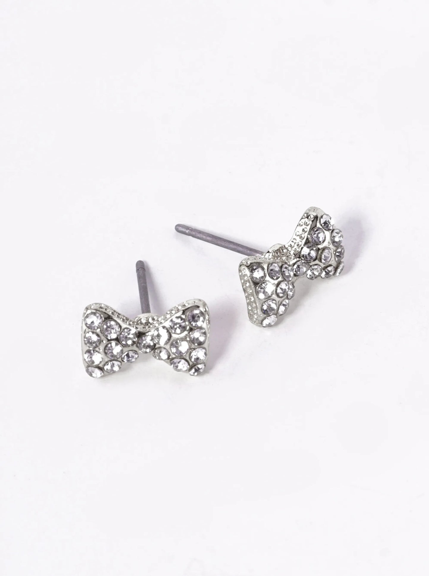 Crystal Pave 6mm Ribbon Bow Stud Earrings
