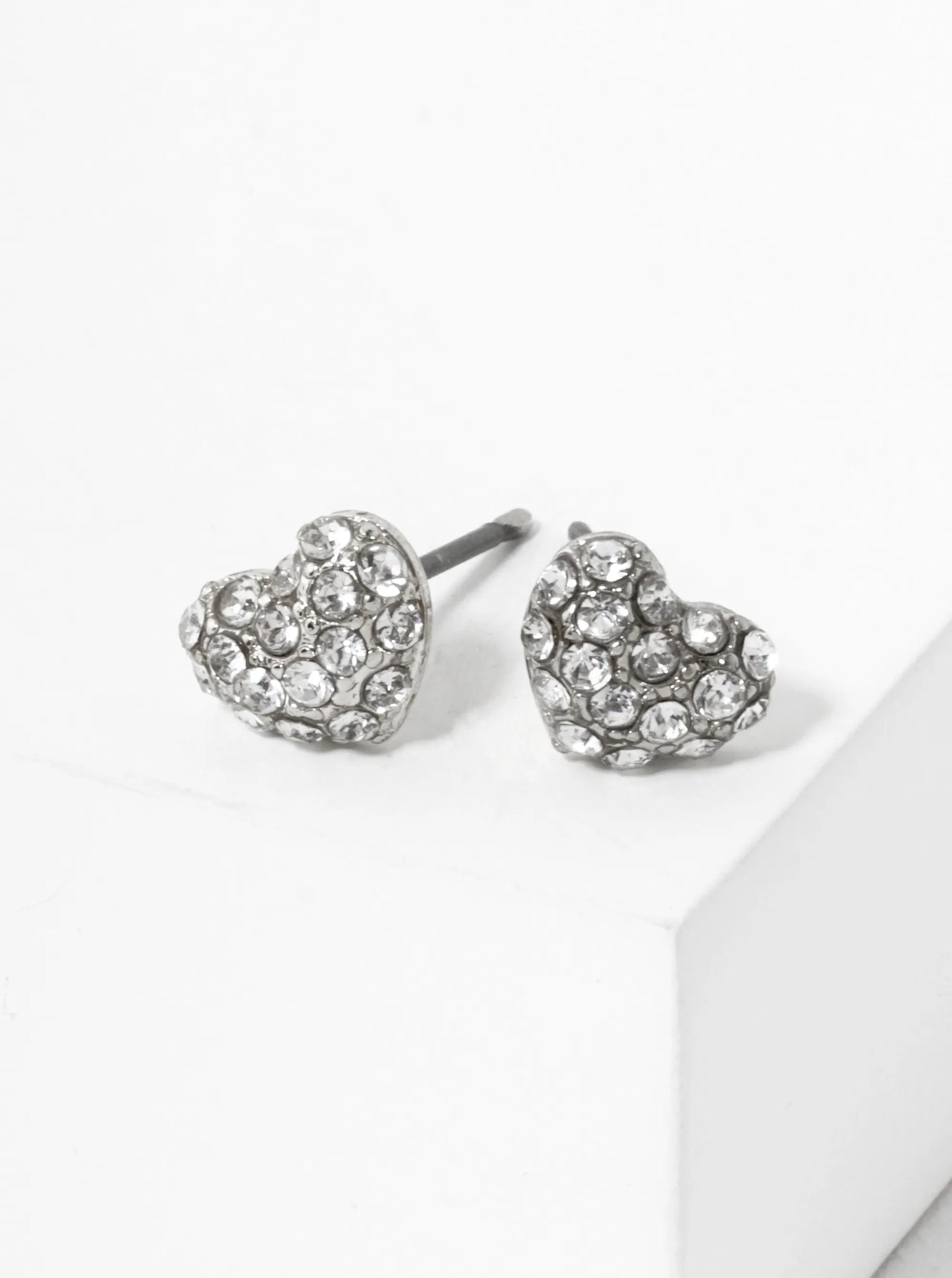 Crystal Pave 6mm Tiny Puffy Heart Stud Earrings