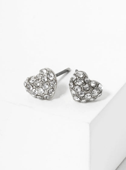 Crystal Pave 6mm Tiny Puffy Heart Stud Earrings