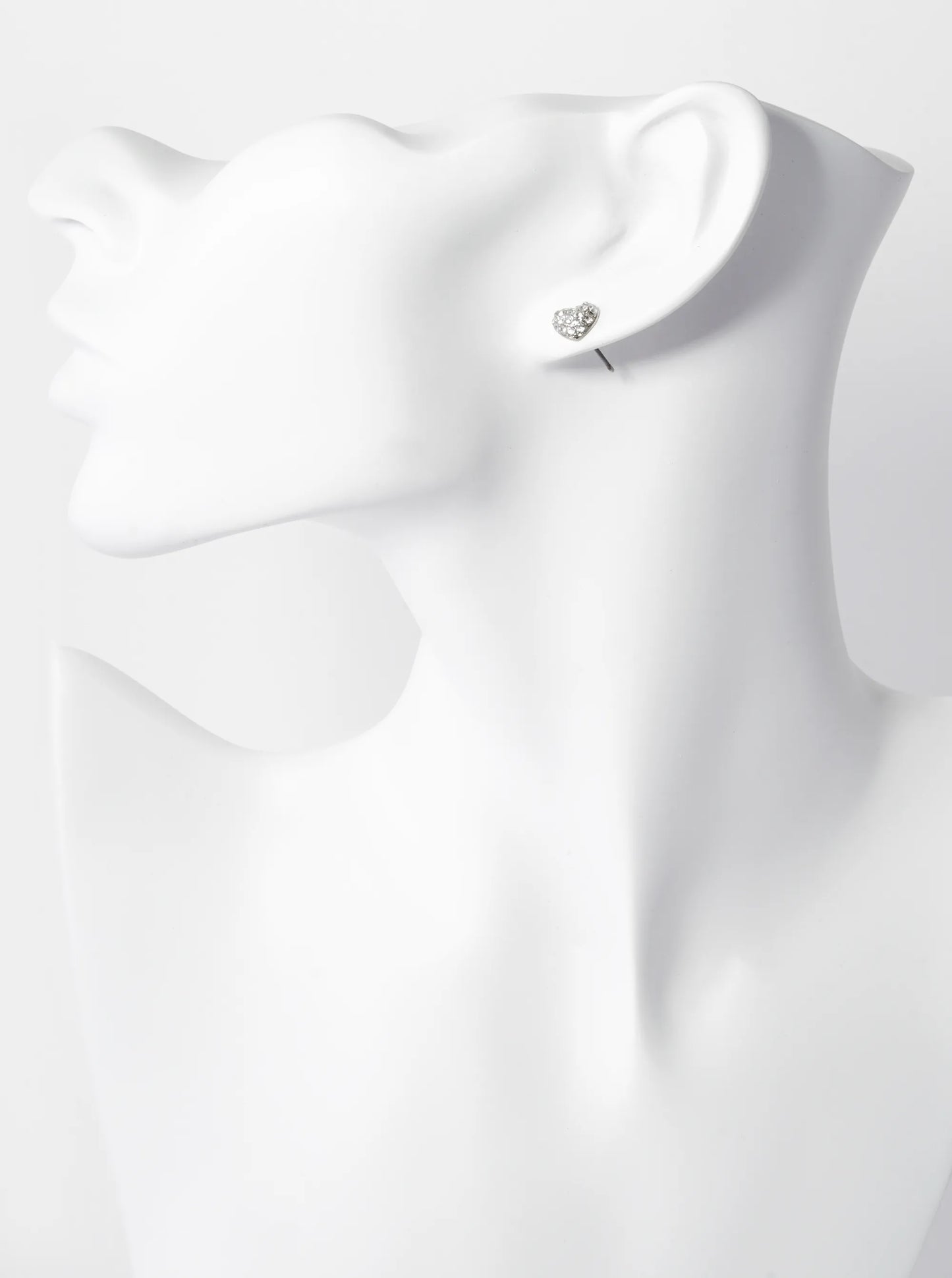 Crystal Pave 6mm Tiny Puffy Heart Stud Earrings