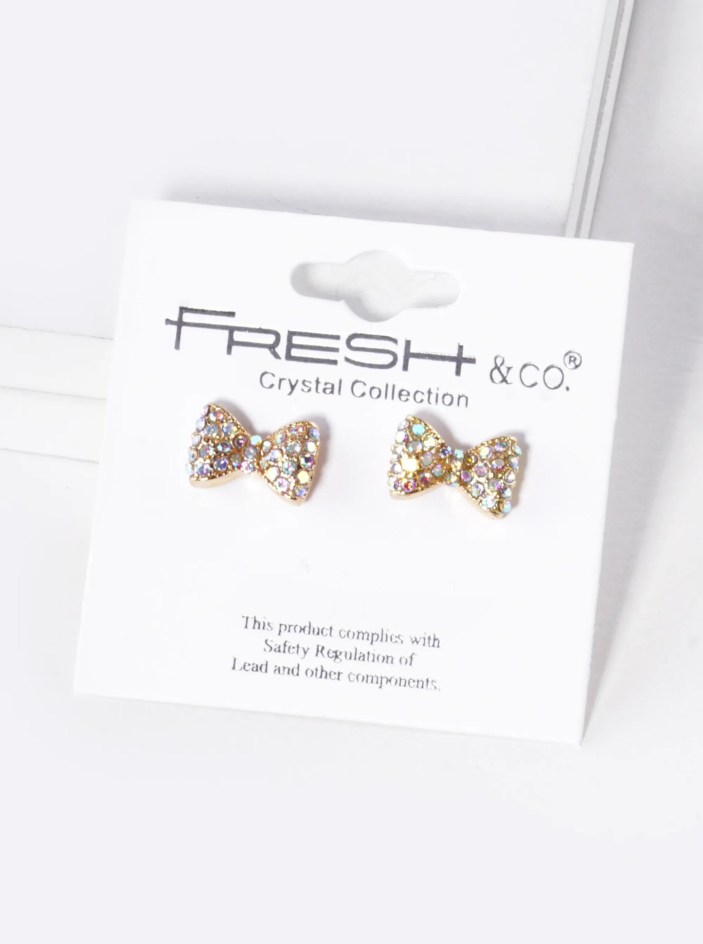 Crystal Pave 8mm Ribbon Bow Stud Earrings