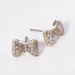 Crystal Pave 8mm Ribbon Bow Stud Earrings