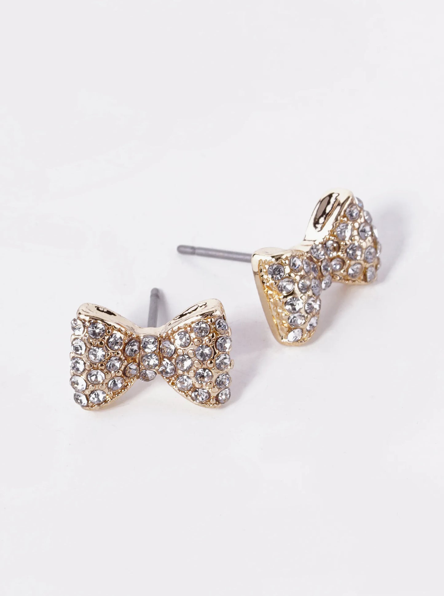 Crystal Pave 8mm Ribbon Bow Stud Earrings