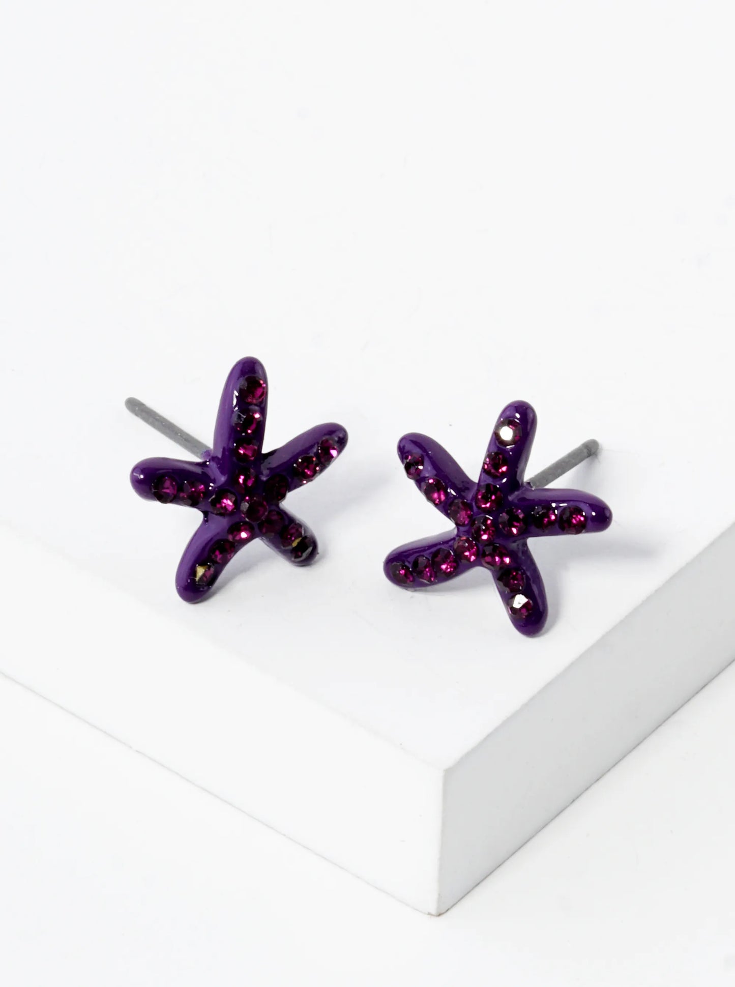 Crystal Pave 8mm Starfish Post Stud Earrings
